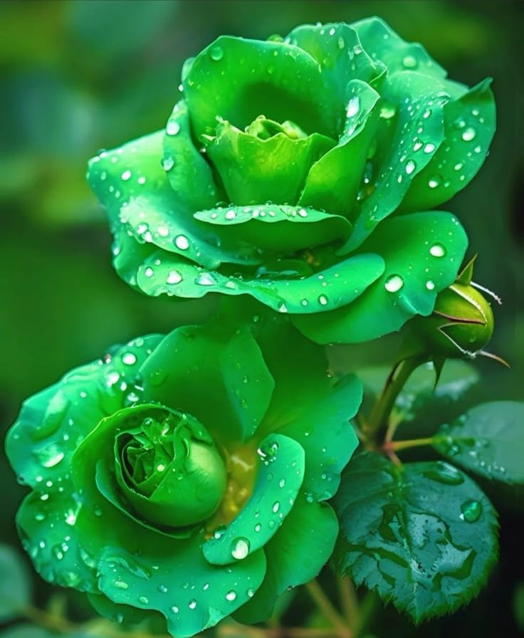 Rose Seeds (Green Rose Flower Seeds) - Green Blooms with Red Edges, Easy-Grow Perennial