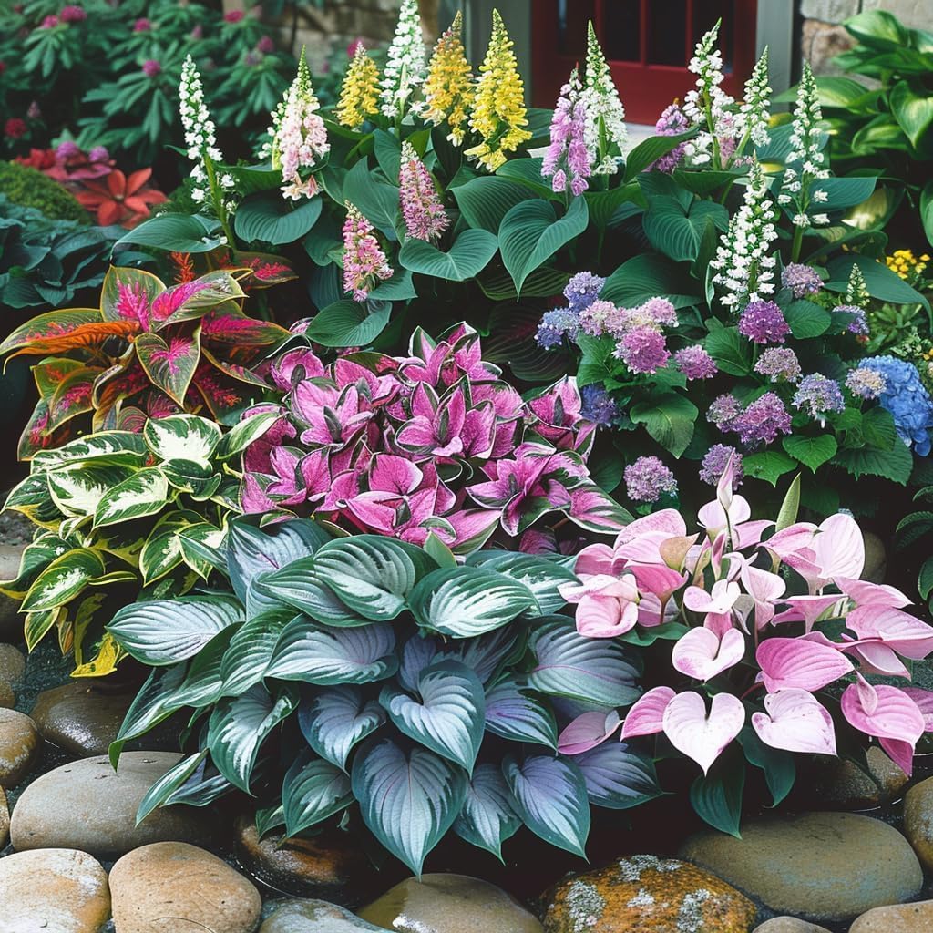 Semi di fiori perenni misti Hosta e Giglio – Pizzo bianco e varietà colorate per piantagione fai-da-te di copertura del terreno nel giardino di casa