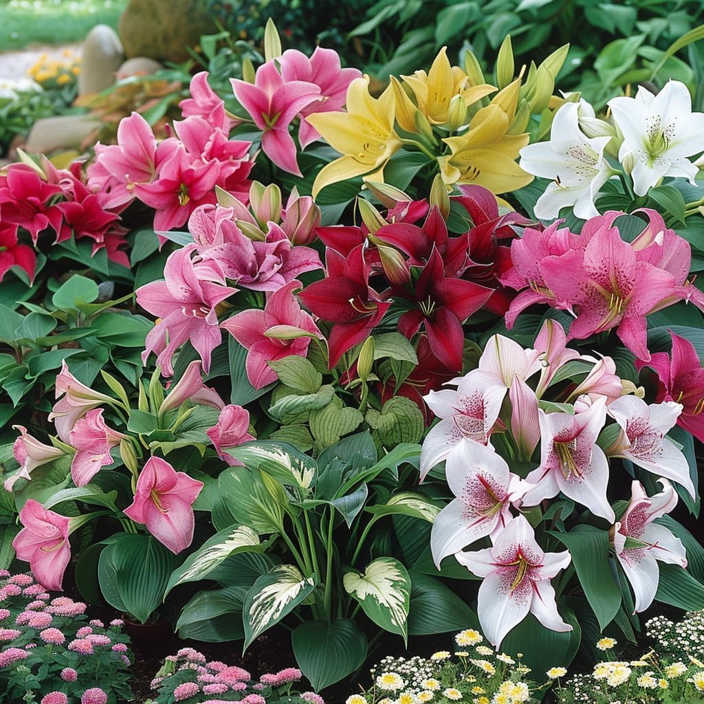 Semi di fiori perenni misti Hosta e Giglio – Pizzo bianco e varietà colorate per piantagione fai-da-te di copertura del terreno nel giardino di casa