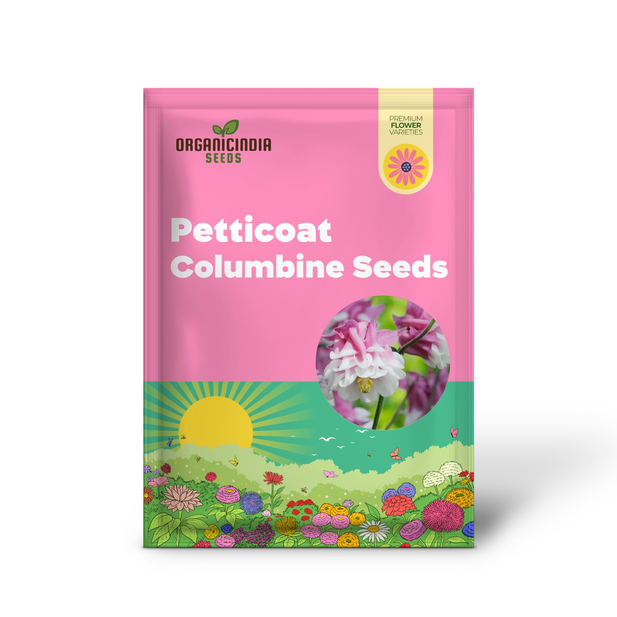 Semillas de Aquilegia Falda Rosa Flor Perenne Resistente Resistente a Ciervos y Conejos Bajo Mantenimiento y Libre de OGM Perfecta para Plantas en Maceta, Bordes y Jardines al Aire Libre