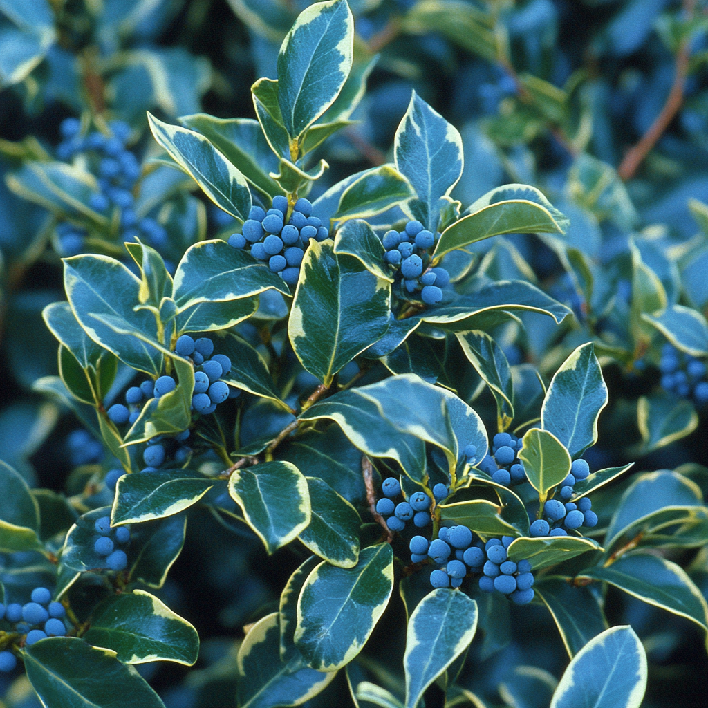 Blue Holly Evergreen Shrub Growing in Landscape