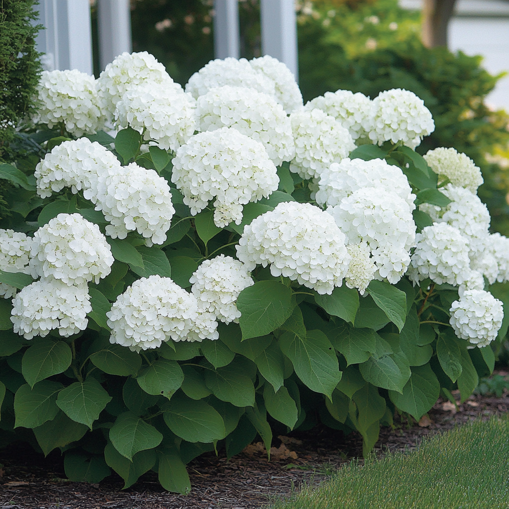 Annabelle Hydrangea Shrub in Garden Landscape Setting