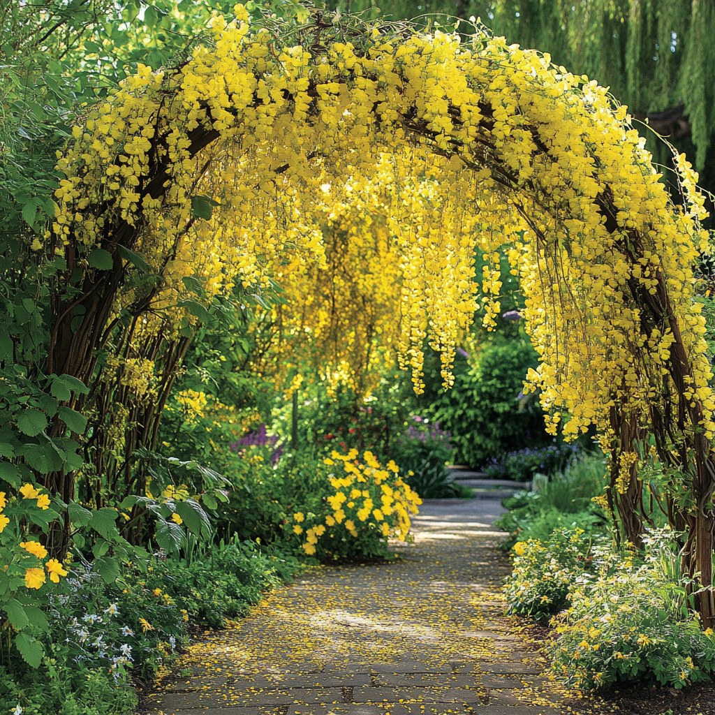 Shrub with Graceful Arching Branches and Yellow Flowers