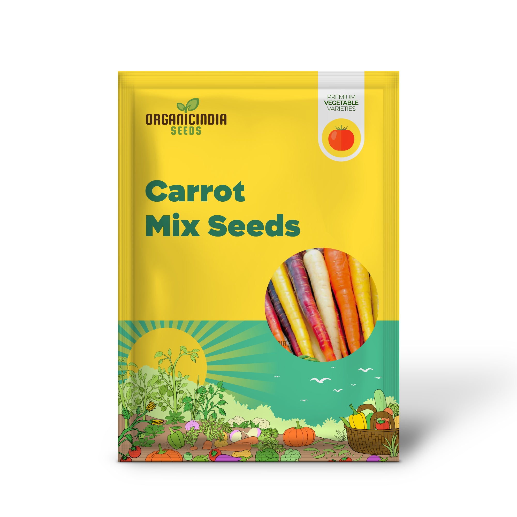 Carrot Mix Seedlings Growing in Garden, Colorful and Nutritious Roots