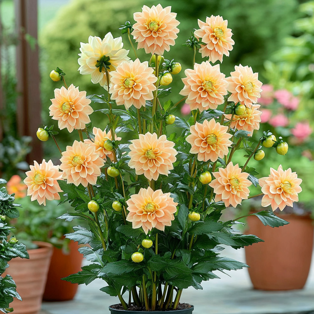 Colorful Dahlia Seeds for Stunning Garden Display in Peach and Yellow