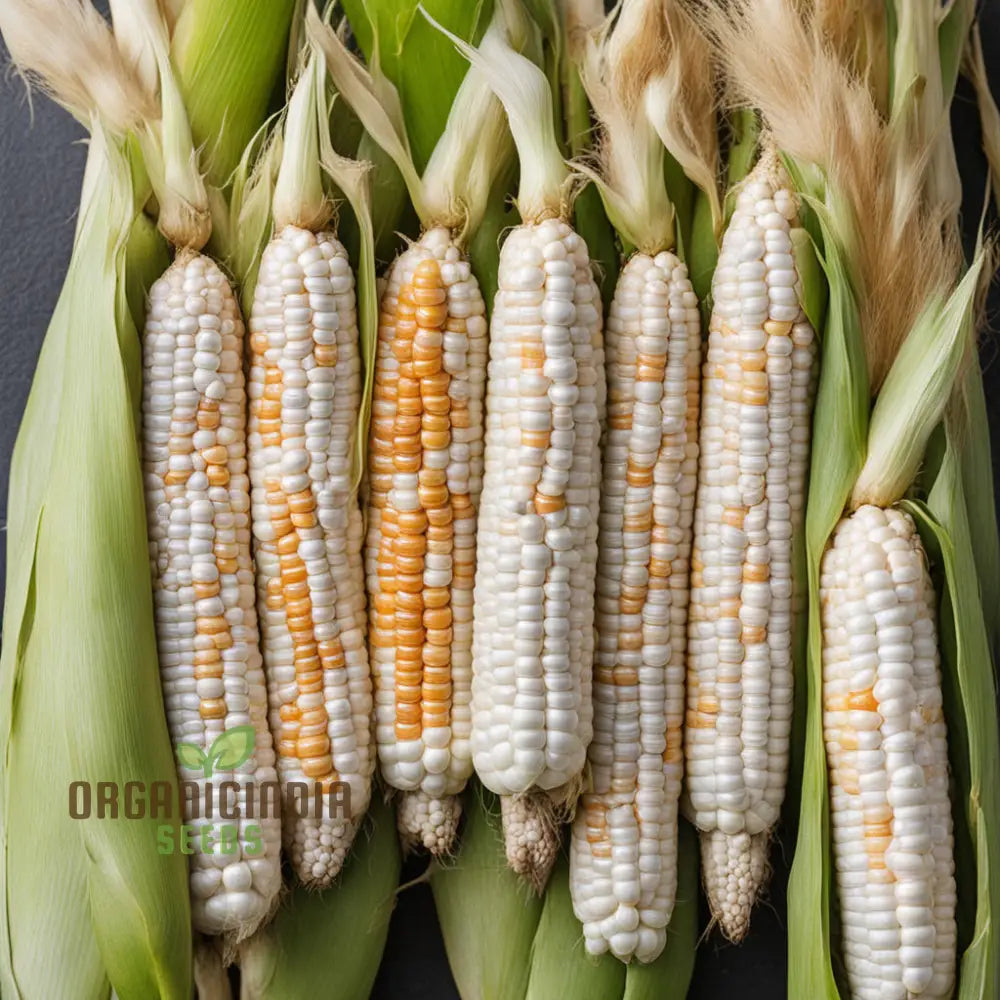 Shimmering Silver Corn Plants Growing in Field, Sweet Ornamental Corn Seeds