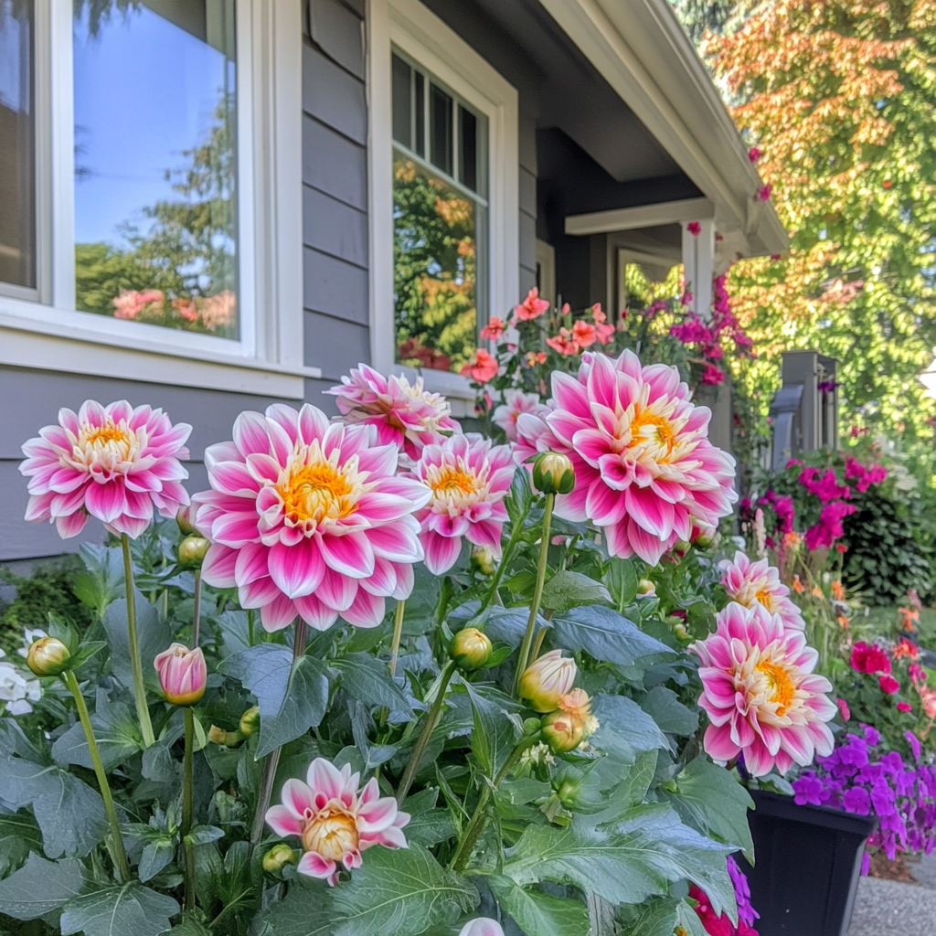 Dahlia Seeds Producing Pink and White Flowers for Home Garden Planting