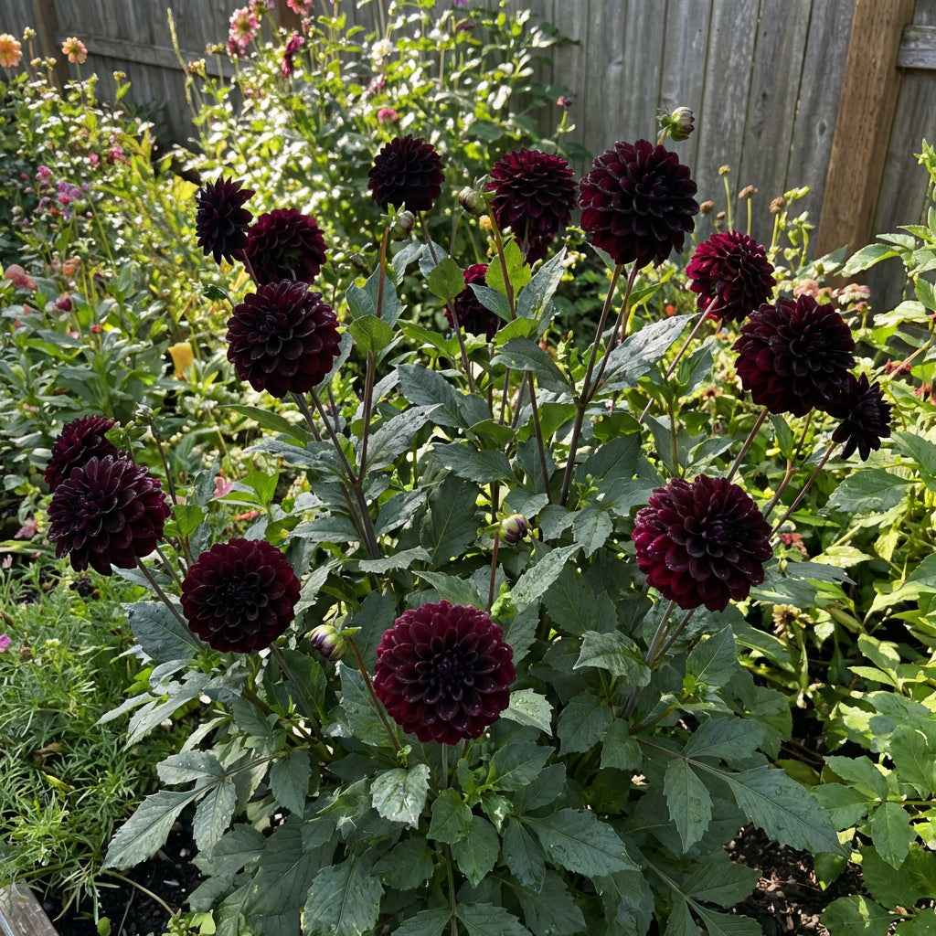 Graines de fleurs de dahlia noir à pompon (Dahlia pinnata) – Fleurs décoratives de jardin