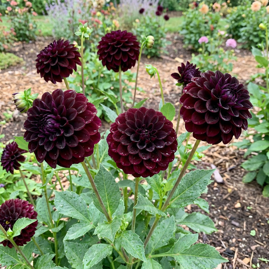 Graines de fleurs de dahlia noir à pompon (Dahlia pinnata) – Fleurs décoratives de jardin