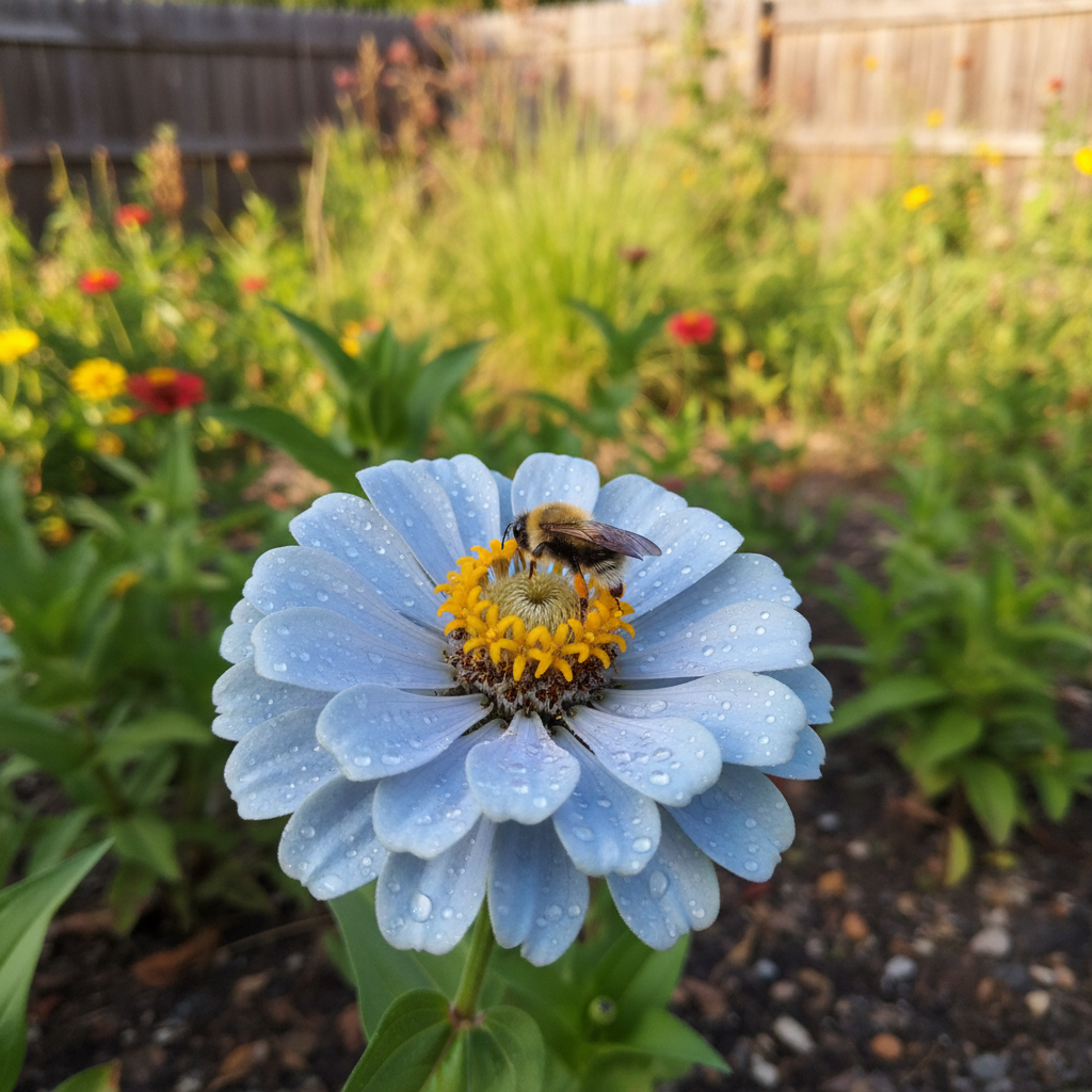 Sky Blue Zinnia Flower Seeds for Planting – Heirloom, Non-GMO, High Germination Organic Garden Seeds