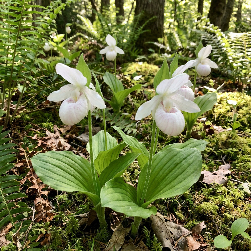 White Lady’s Slipper Flower Seeds (Cypripedium acaule) – Woodland Orchid Variety