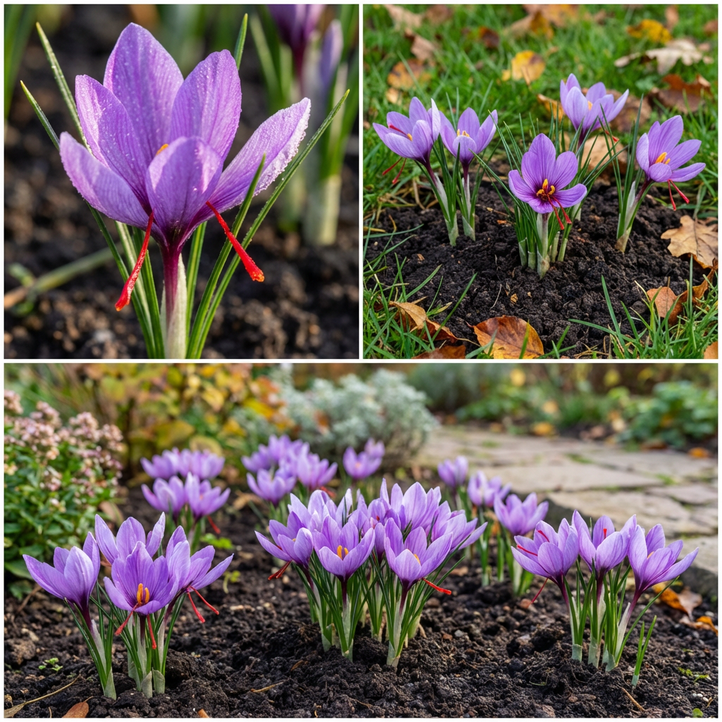 Graines de fleurs de Crocus sativus non-OGM de qualité patrimoniale pour plantation – Fleurs de jardin productrices de safran, haute germination