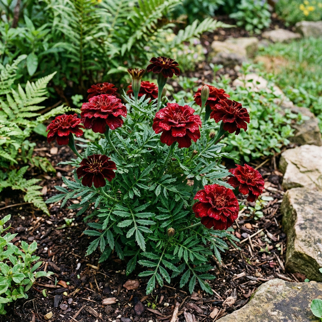 Dark Red Marigold Flower Seeds for Planting – Heirloom Garden Variety