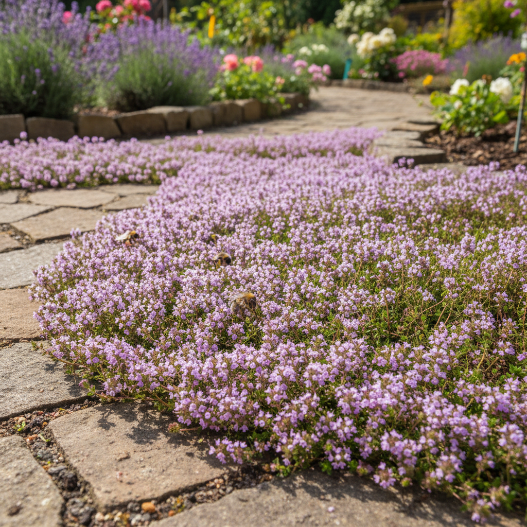Semillas de Tomillo Rastrero (Thymus serpyllum) – Mezcla de Semillas Tradicionales para Jardín de Cobertura Vegetal con Flores