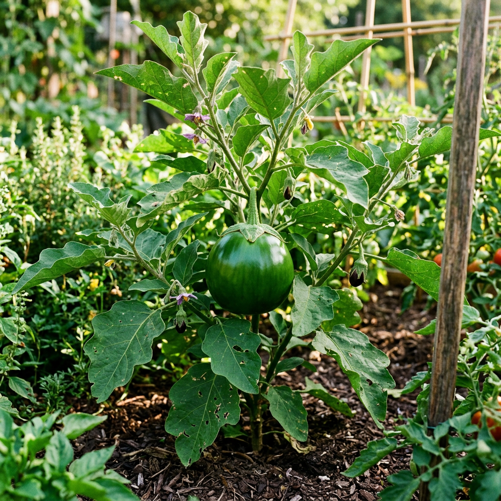 Large Round Eggplant Seeds (Cà Đĩa / Cà Bát) – Green Giant Heirloom Brinjal Variety for Home Gardening