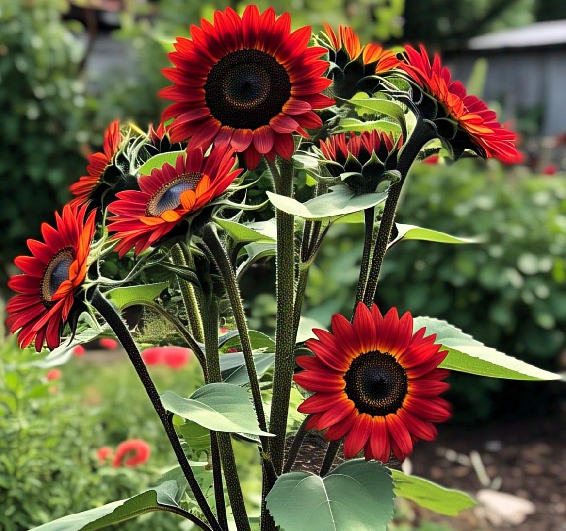 Garden Red Sunflower Seeds for Outdoor Planting