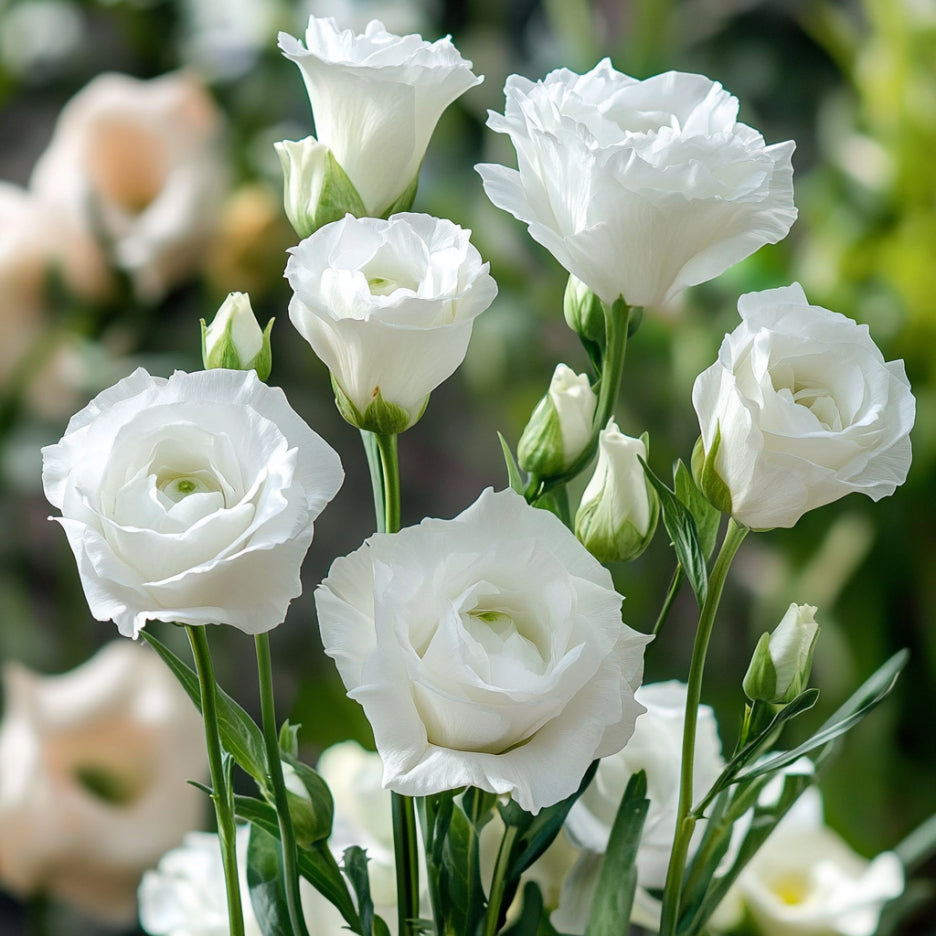 Lisianthus Plant Grown from White Seeds Outdoors