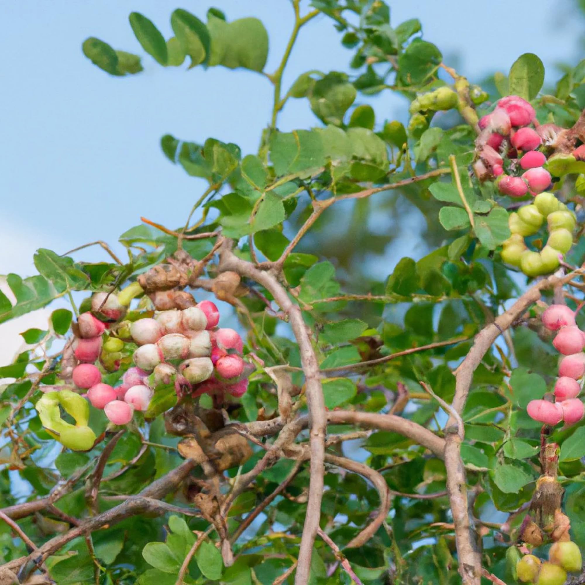 Ripe Manila Tamarind fruit pods with sweet edible pulp