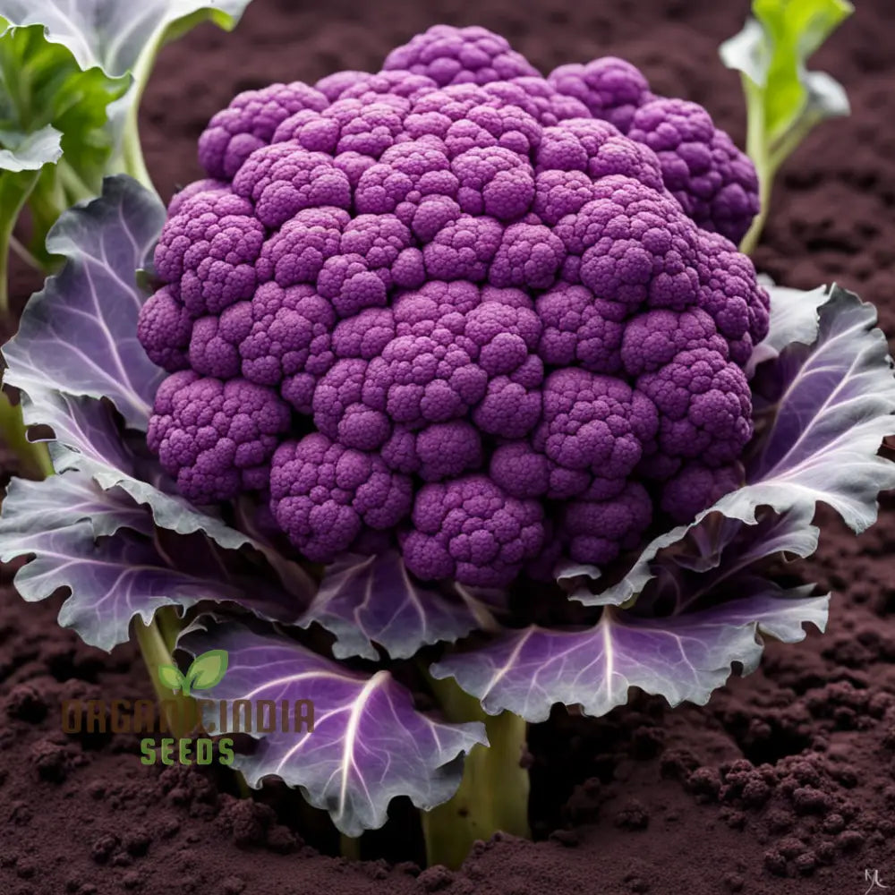 Mature Purple Cauliflower Heads from Seeds, Garden Harvest