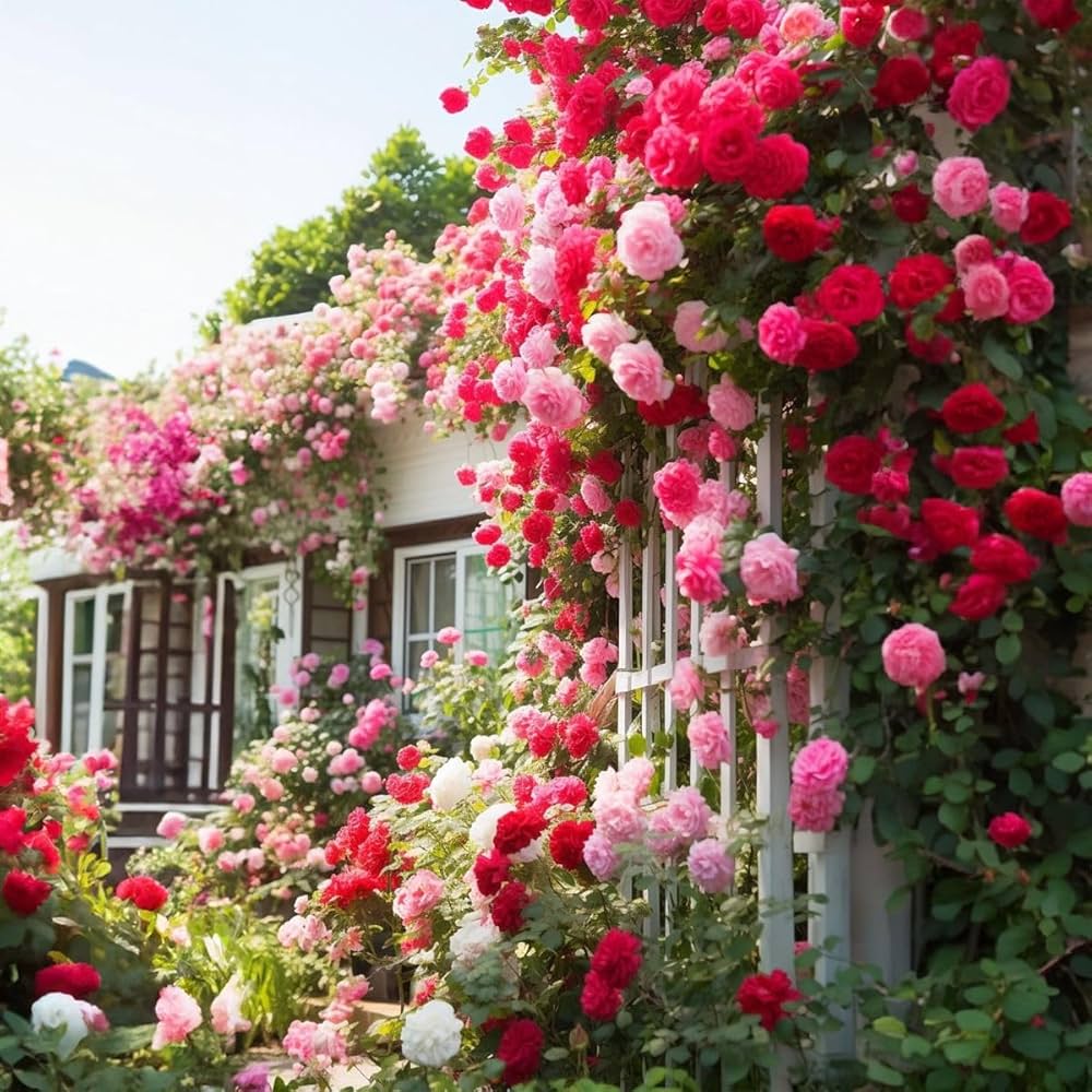 Mixed climbing rose seeds vibrant garden blooms
