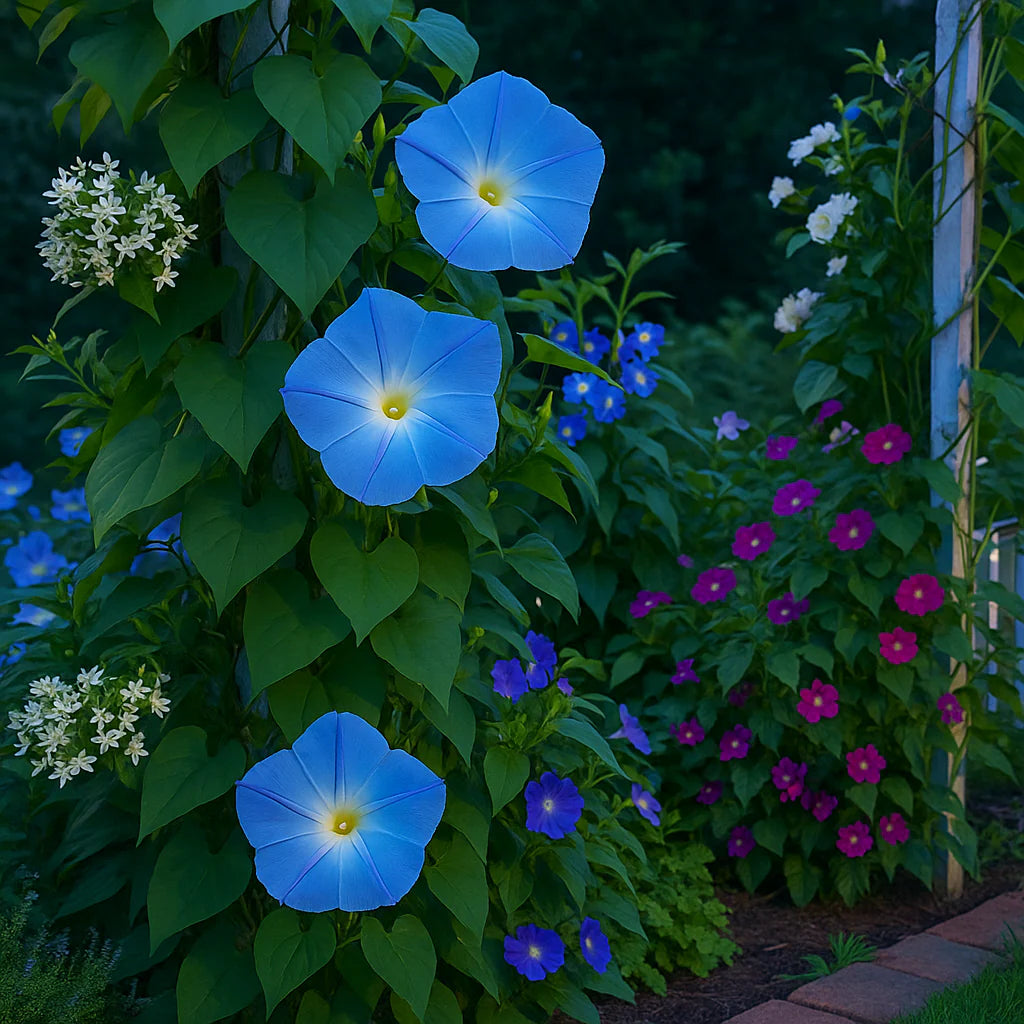 Moonflower seedlings germinating from premium seeds
