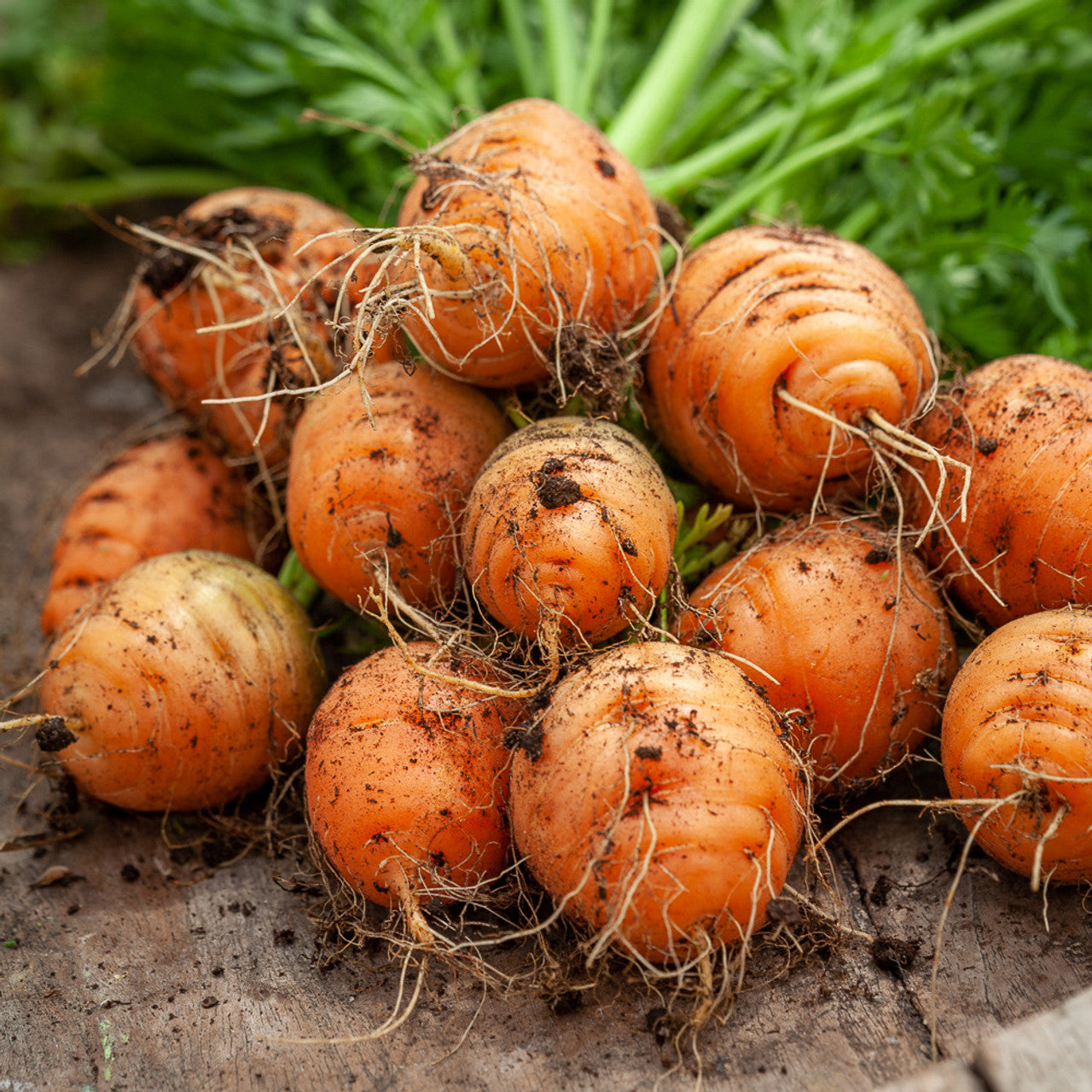 Parisian Carrot Seedling Growing in Garden Bed