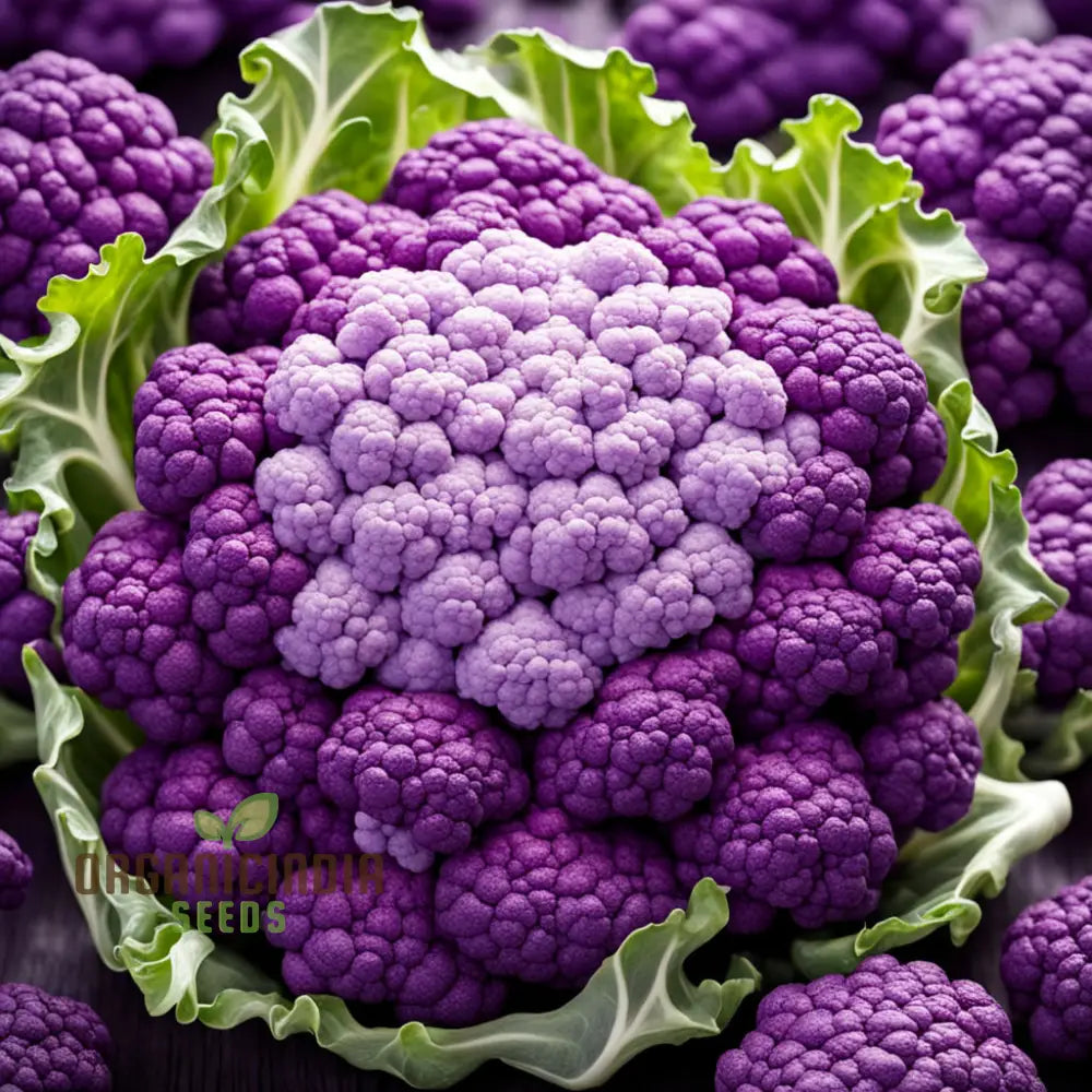 Closeup of Vivid Purple Cauliflower Curds, Fresh Vegetable