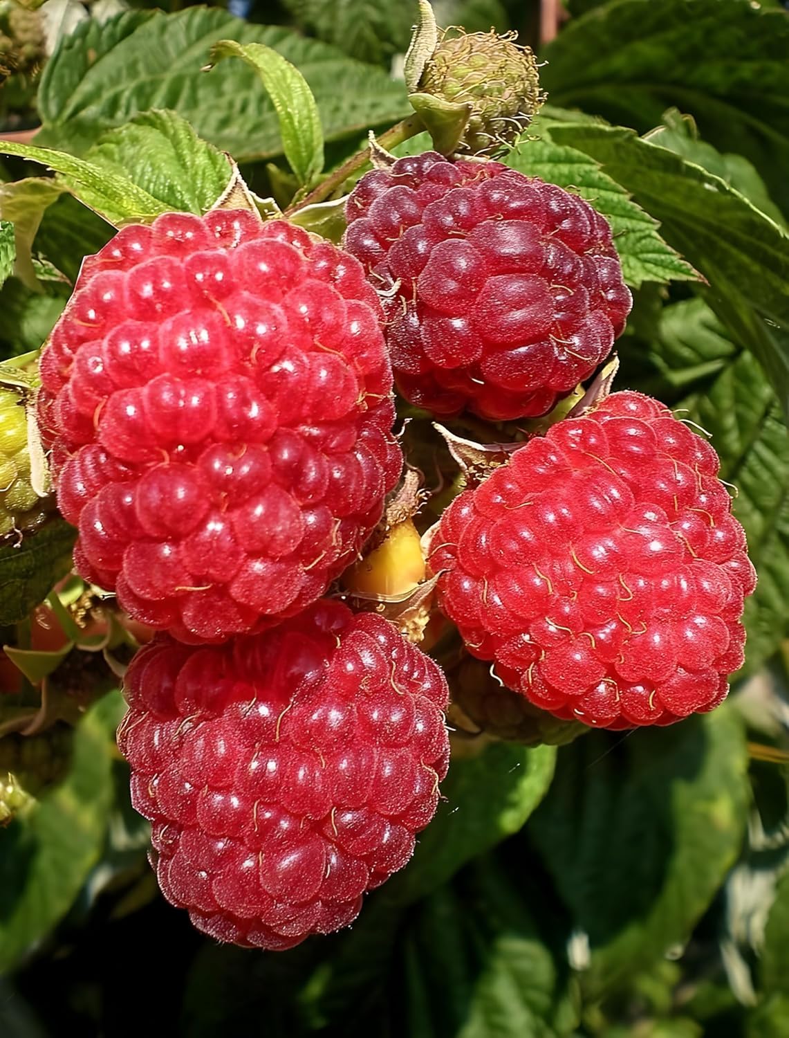 Red raspberry plants sprouting from fruit seeds