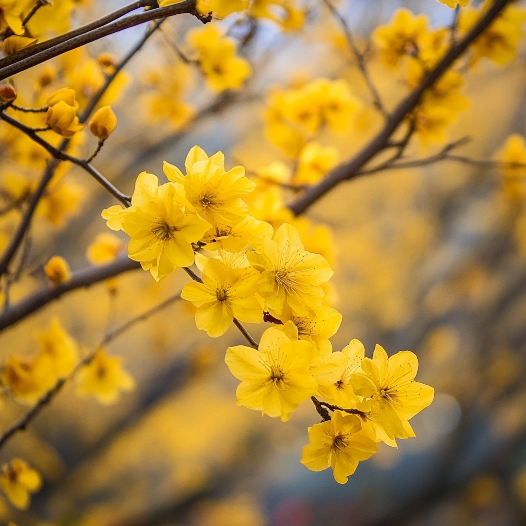 Brillantes flores amarillo dorado para paisajes de primavera