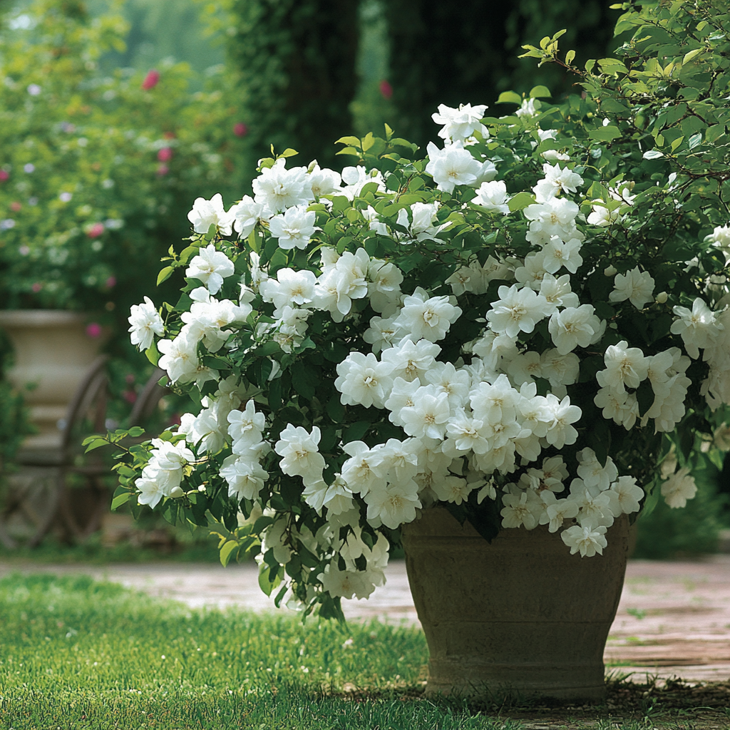 Flores blancas fragantes en un arbusto caducifolio amante de la humedad