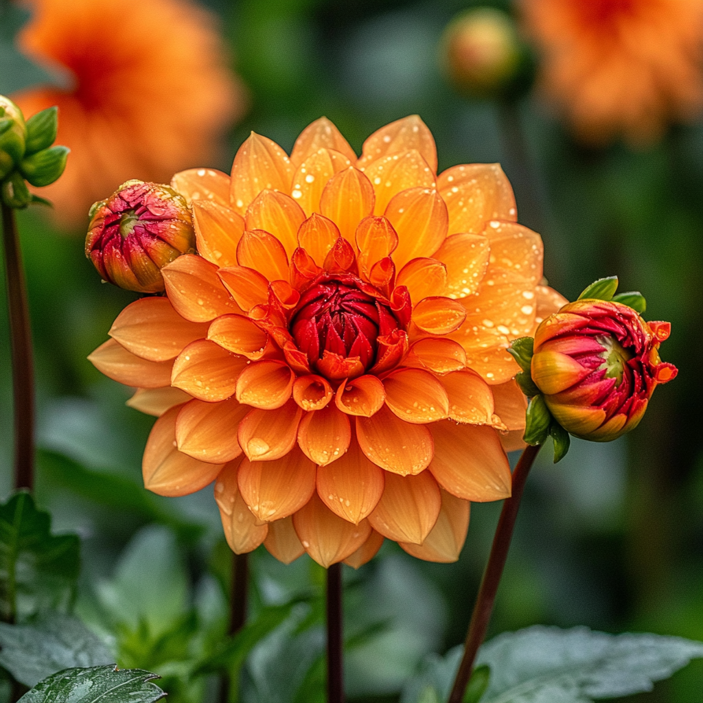 Mixed Orange and Red Dahlia Flower Seeds