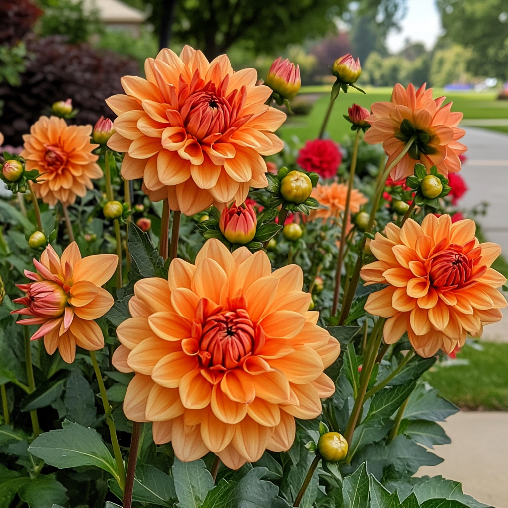 Mixed Orange and Red Dahlia Flower Seeds