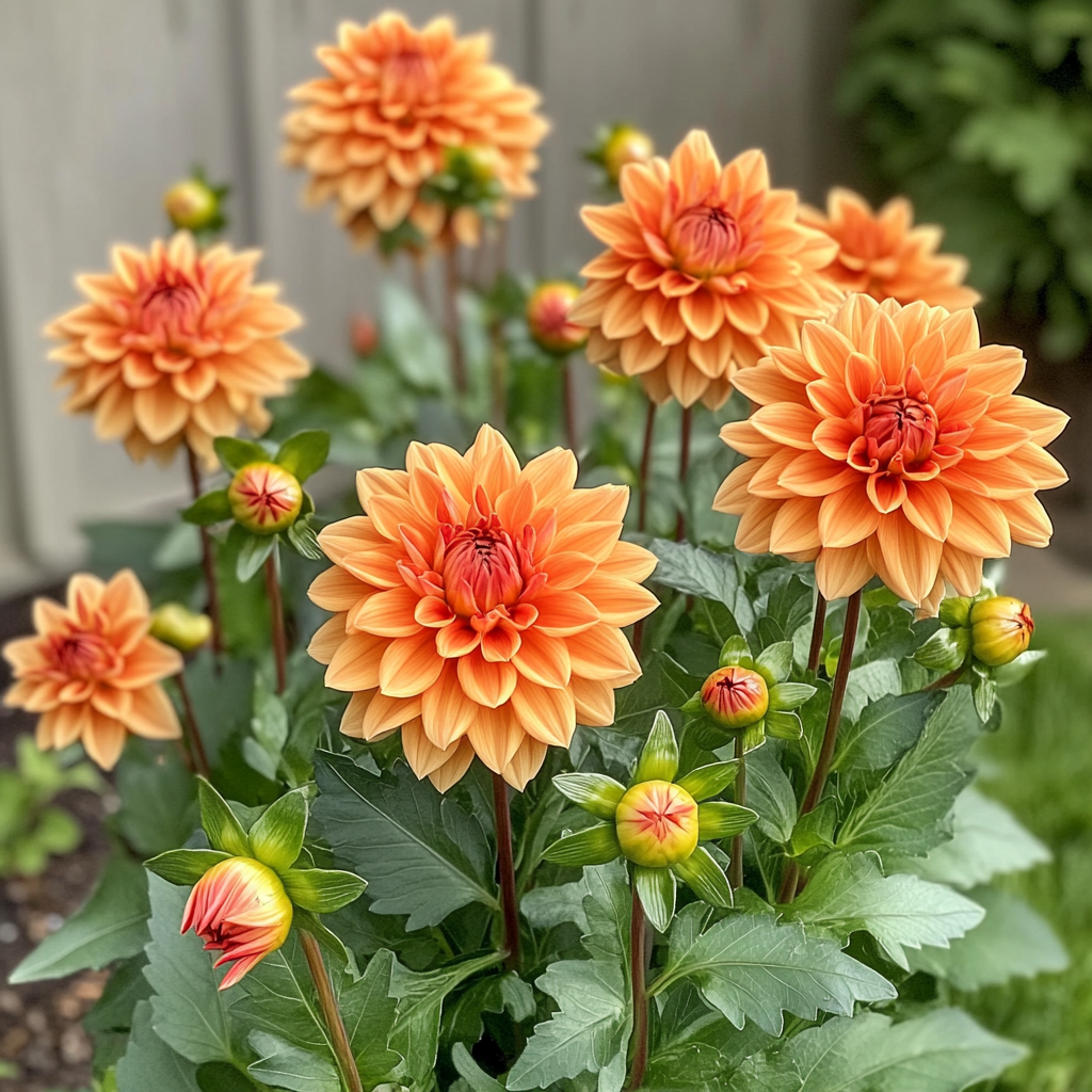 Mixed Orange and Red Dahlia Flower Seeds