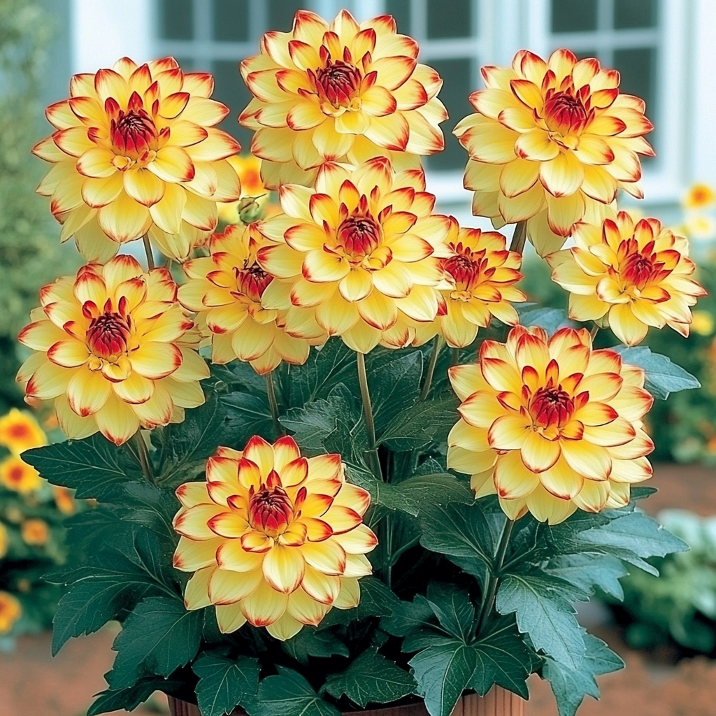 Semillas de flores de dahlia amarilla y roja mezcladas