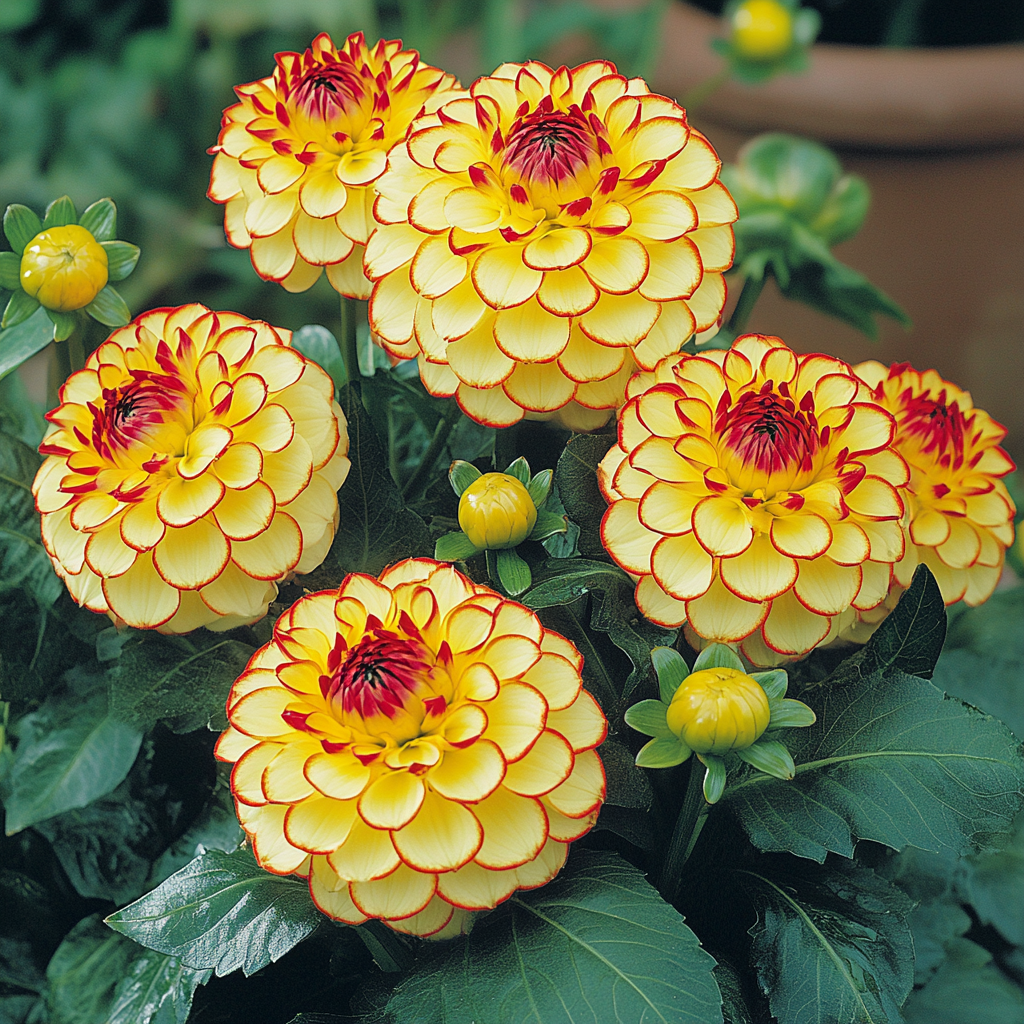 Semillas de flores de dahlia amarilla y roja mezcladas