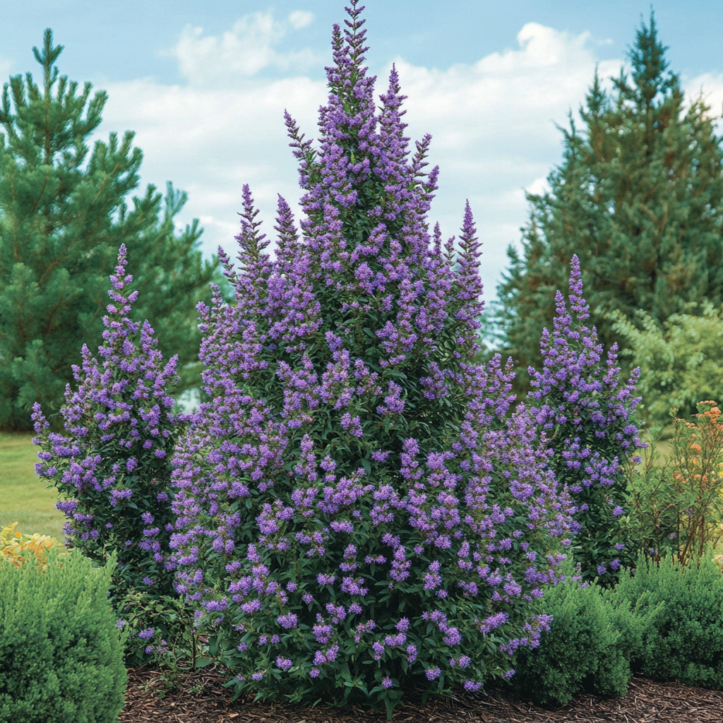 Hardy Evergreen avec Grandes Fleurs Violettes