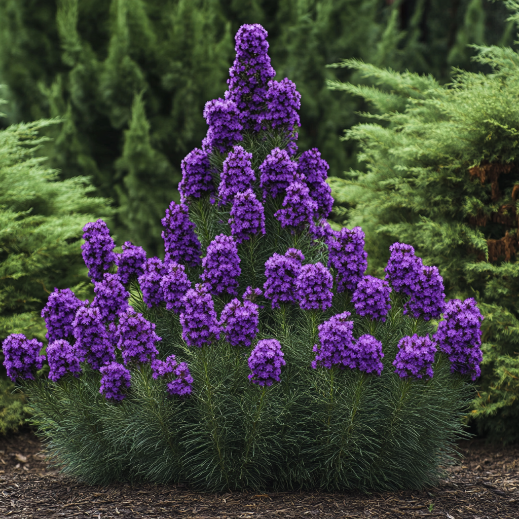 Hardy Evergreen avec Grandes Fleurs Violettes