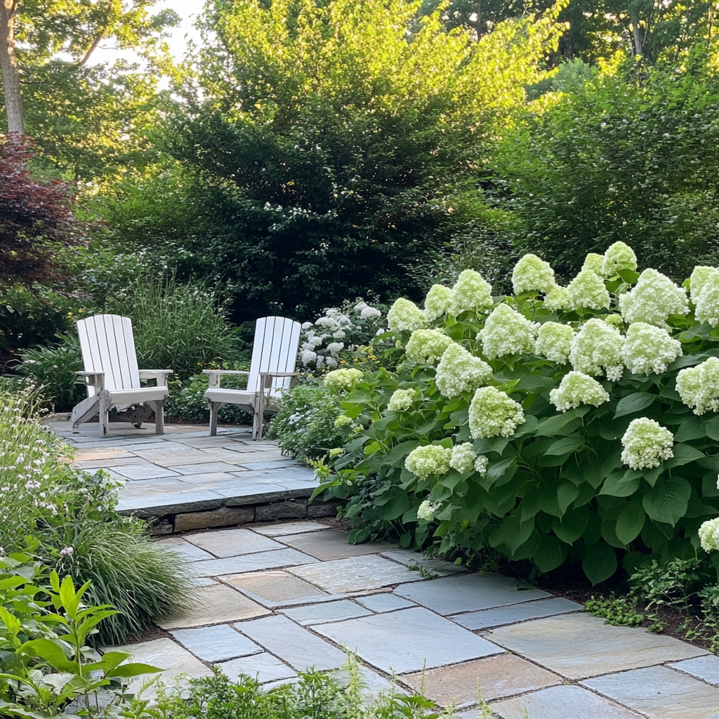 Hortensia Limelight – Fleurs Vert-Blanc Vibrantes pour un Paysage Saisissant