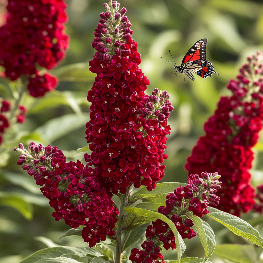 Miss Molly Buddleia (Buddleja 'Miss Molly') – Fleurs rouge rubis vives & aimant à papillons
