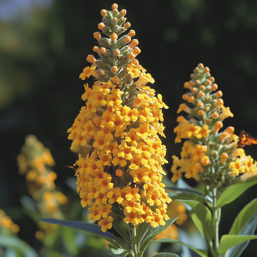Buddleja Sungold (Buddleja weyeriana 'Sungold') – Fiori Giallo Dorato e Magneti per Farfalle