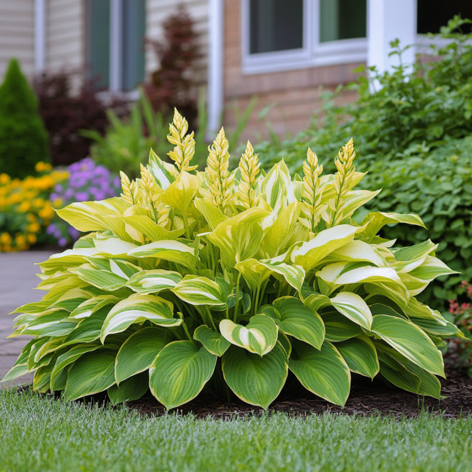 Semi rari di Hosta in oro giallo, fogliame verde lime brillante e dorato