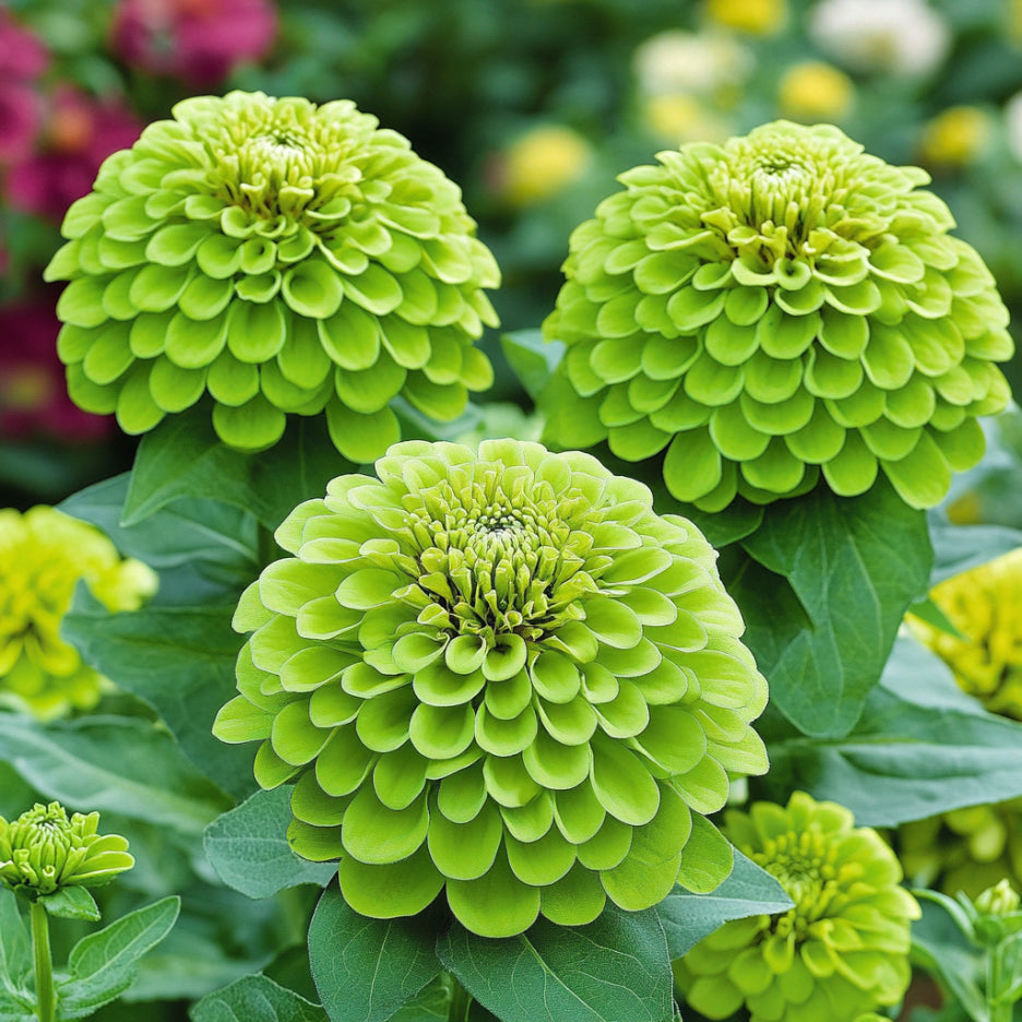 Semillas de Zinnia Verde, Flores Únicas en Lima y Chartreuse para un Jardín Vibrante