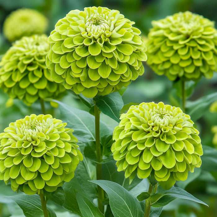 Semillas de Zinnia Verde, Flores Únicas en Lima y Chartreuse para un Jardín Vibrante