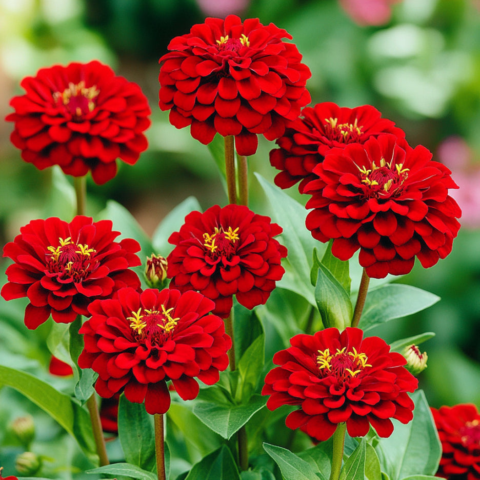 Semillas de Zinnia Roja, Cultiva Flores Brillantes Carmesí y Rojo Intenso