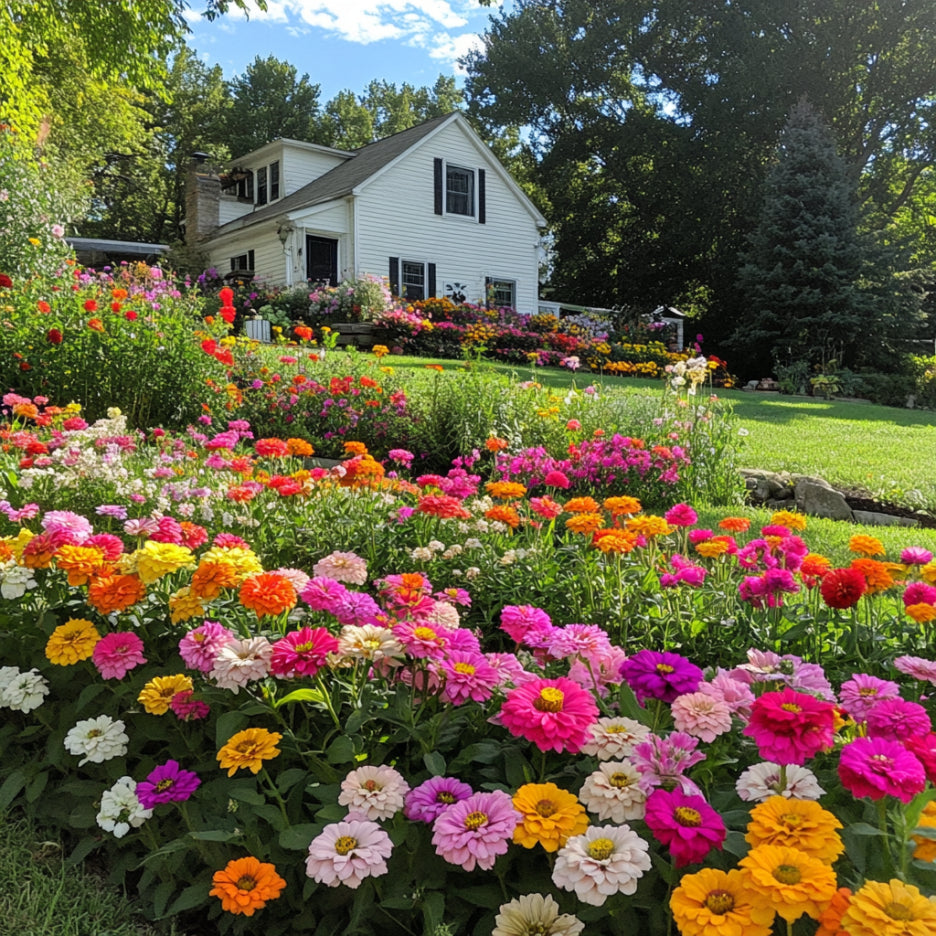 Mezcla de Zinnia para Feria Estatal | Flores Gigantes y Coloridas para Jardines Impresionantes