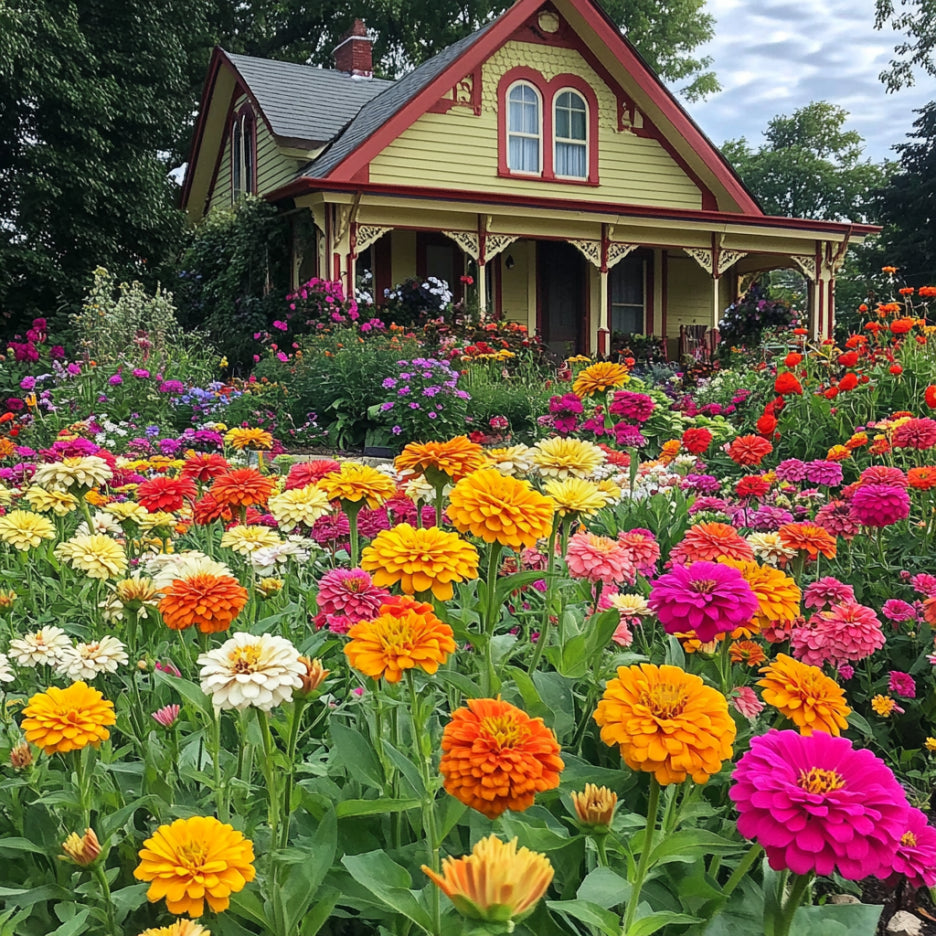 Mezcla de Zinnia para Feria Estatal | Flores Gigantes y Coloridas para Jardines Impresionantes