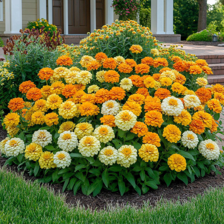 Semillas de Zinnia Amarilla | Flores Brillantes Doradas y Amarillo Limón