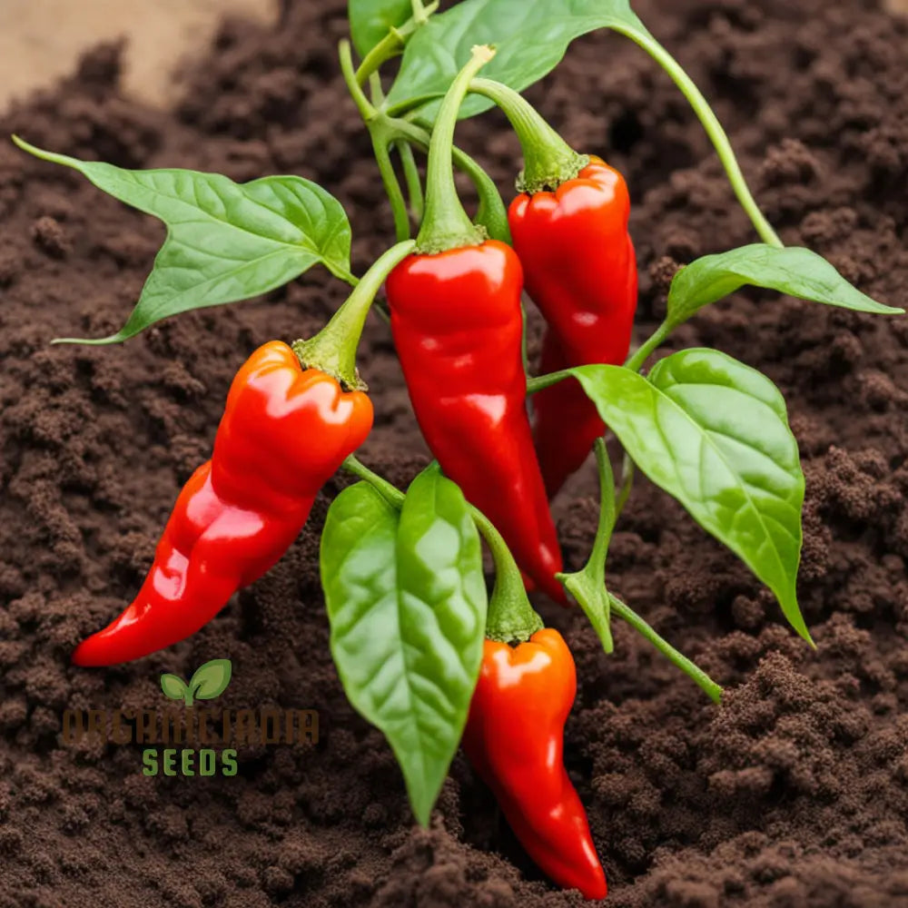 Red Scotch Bonnet Pepper Plant Growing in Container from Seeds