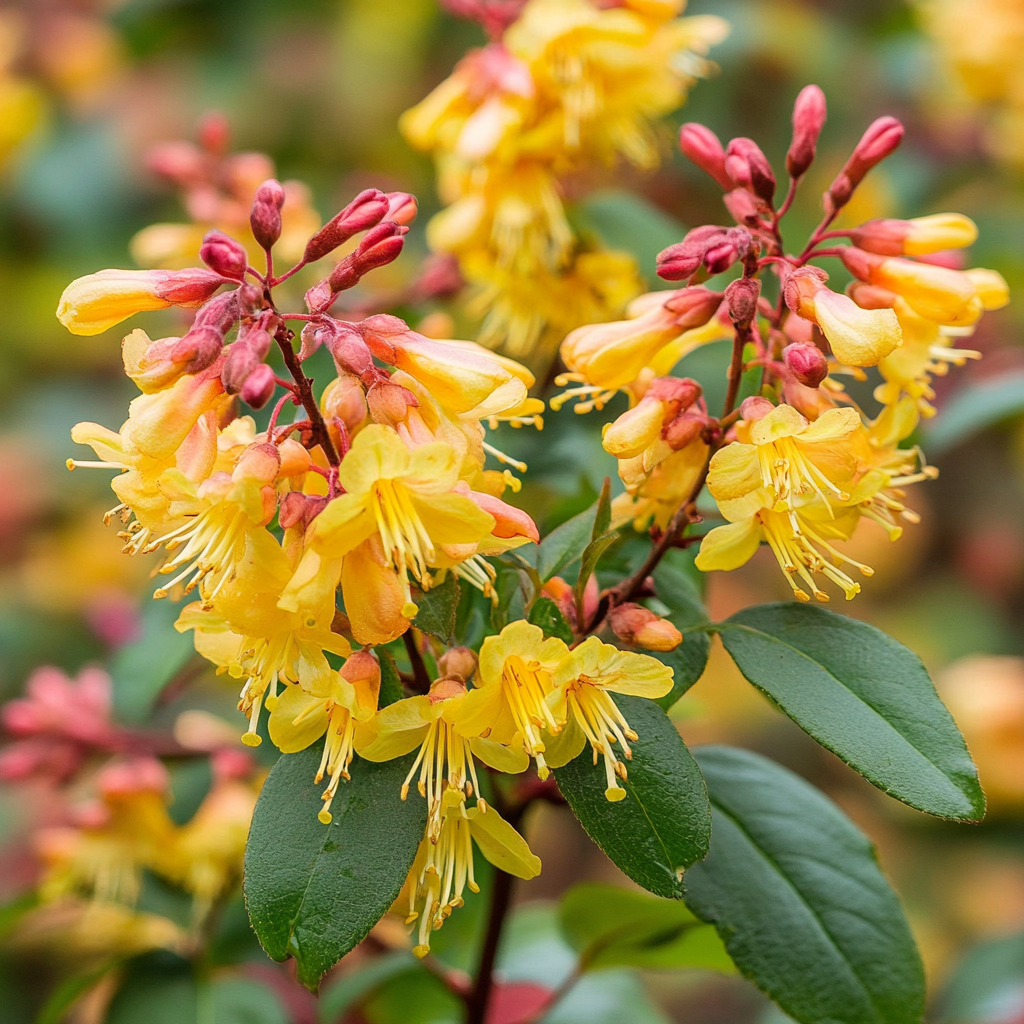 Semi Evergreen Flowering Shrub Growing Along Garden Border