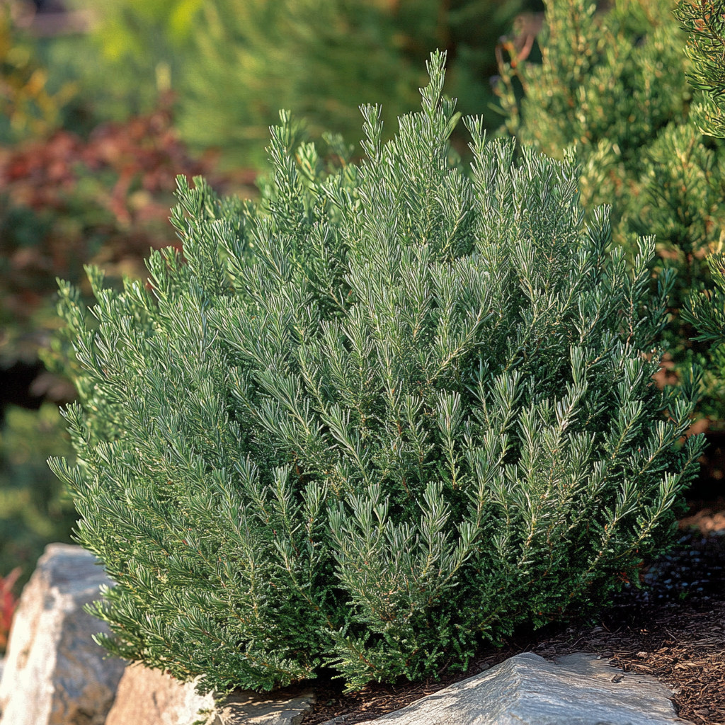 Spreading Evergreen Shrub in Garden Landscape